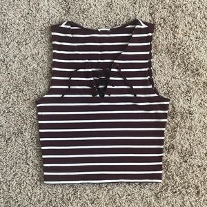 Striped Lace-up crop
